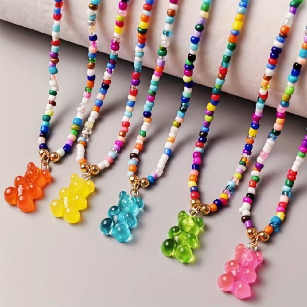 Y2K Gummy Bear Beaded Necklace Pack of 5 Party Favors Gift Girls Birthday New
